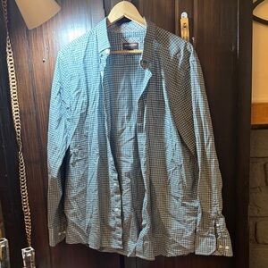 Johnston & Murphy Blue and Green Checkered Shirt